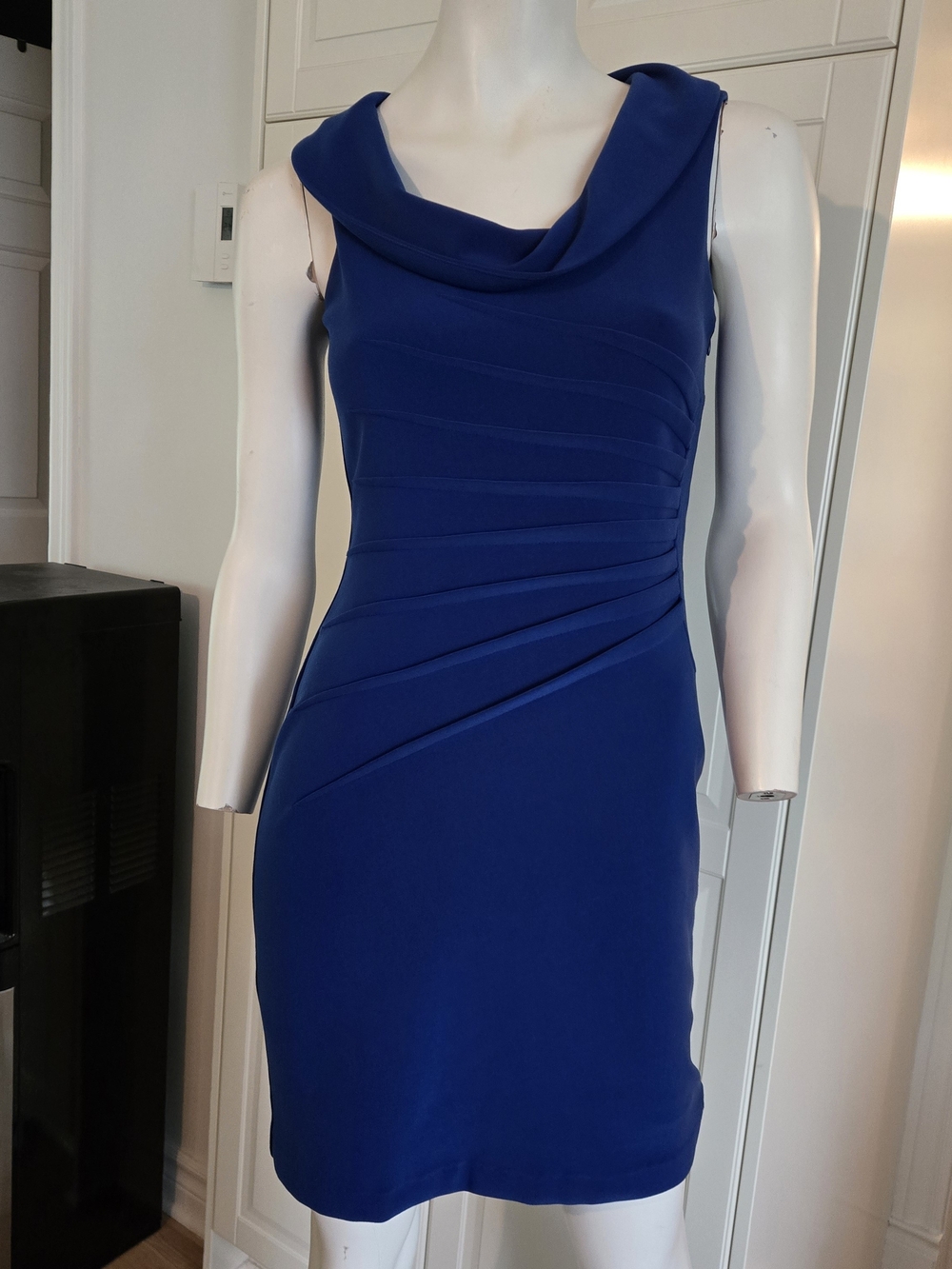 Joseph Ribkoff Sleeveless Cowl Neck Mini Dress in Royal Blue